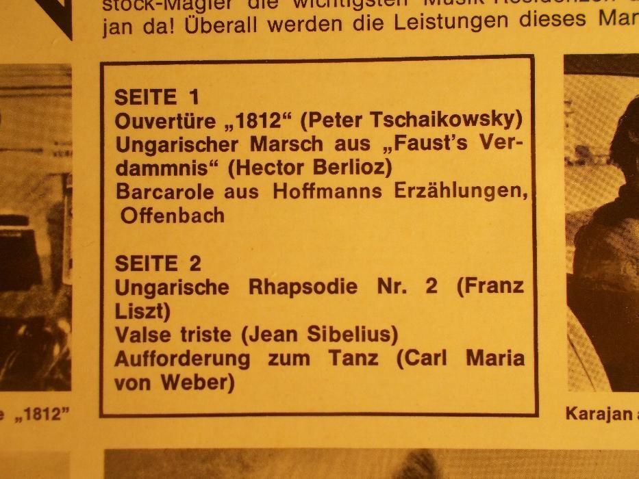 LP Czajkowski ,Liszt, Sibelius, Berlioz,Offenbach Herbert von Karajan