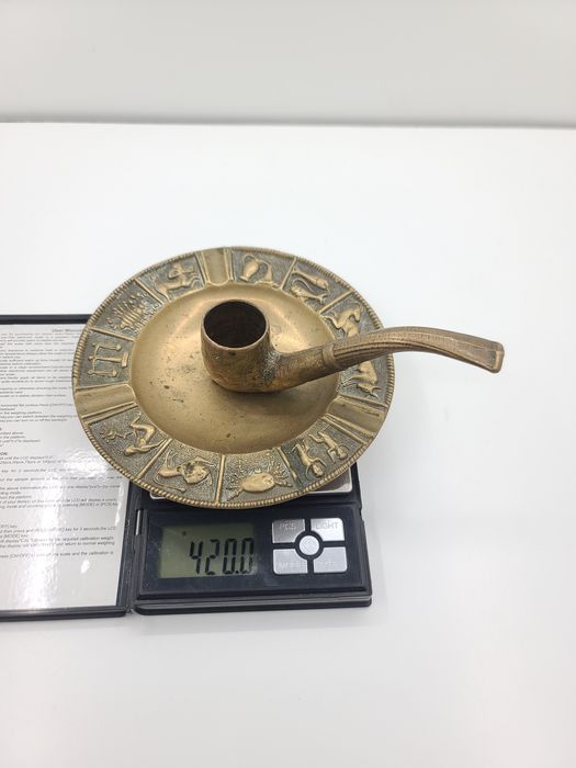 Подсвечник латунь пепельница трубка знаки зодиака