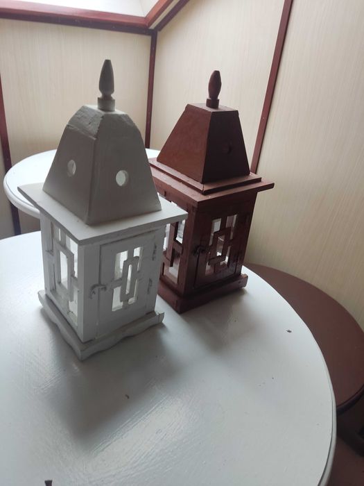 Lampion drewniany oszklony