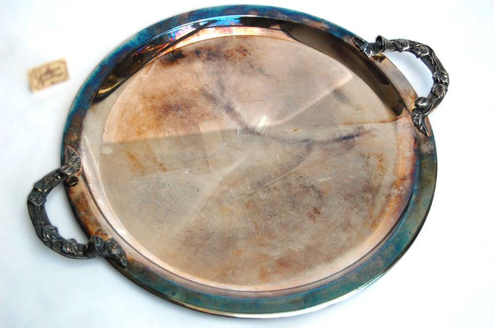 Nowa taca posrebrzana platerowana srebrem Hefra Resovia róże PRL