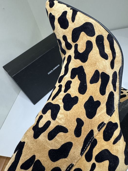 Замшевые леопардовые ботинки не дольче габбана