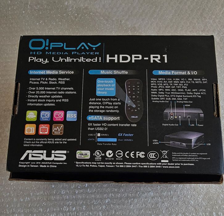 Leitor Multimédia / HD Media Player ASUS O!Play HDP-R1