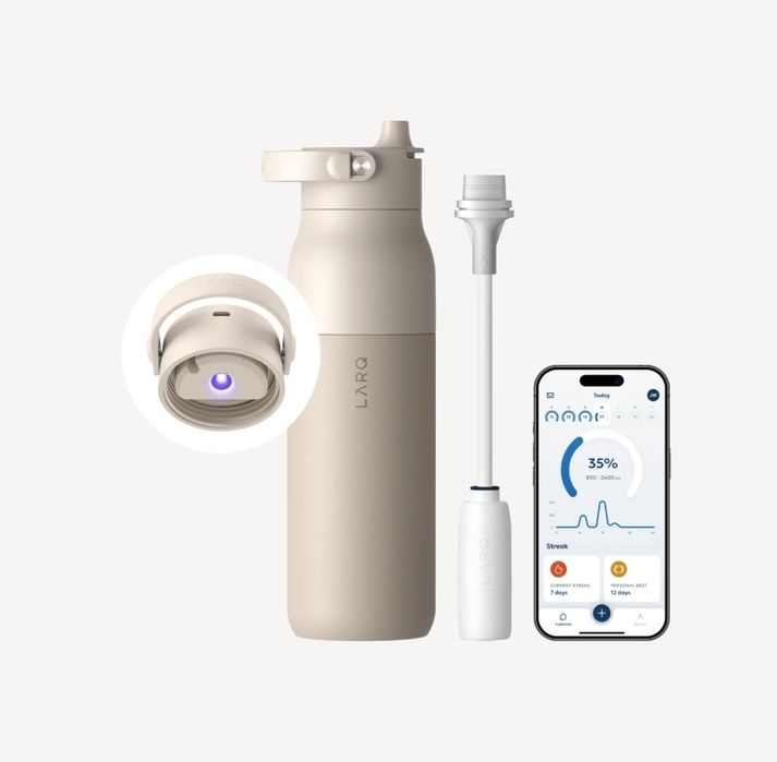 Garrafa de água inteligente com app, filtro e que Lava sozinha