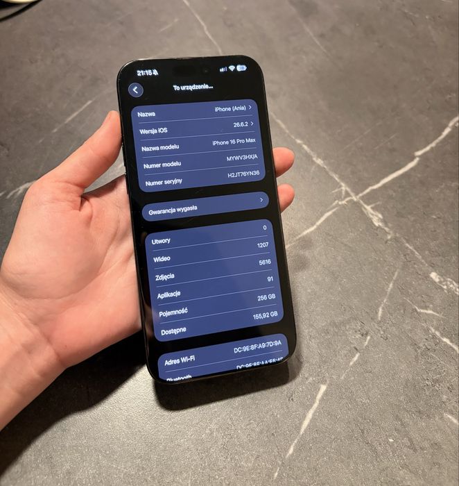 IPHONE 16 pro max 256GB space gray