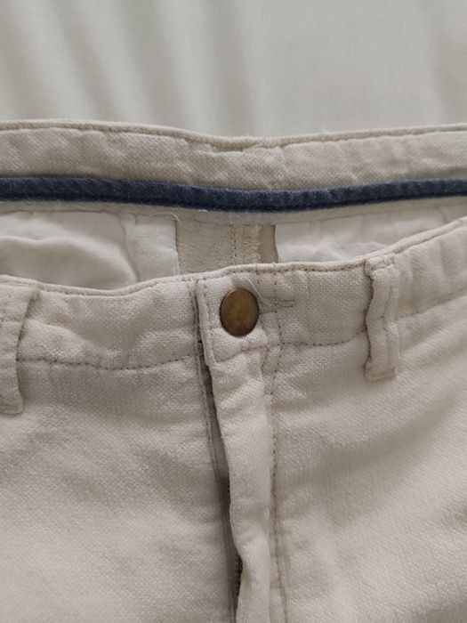 Bermuda masculino linho beige slim