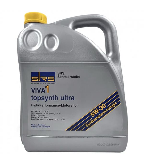 Моторна олива преміум-класу SRS ViVA 1 Topsynth Ultra 5W-30 5L