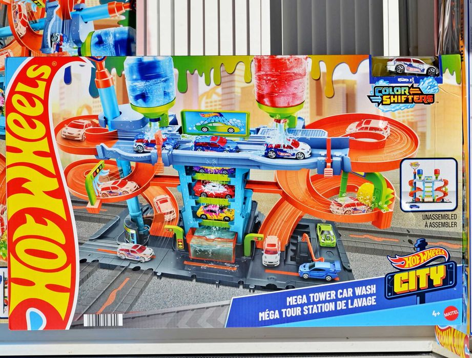 Автомийка Hot Wheels Mega Tower Car Wash мегавежа трек мойка мегамийка мегамойка парковка зміна кольору Color Shifters