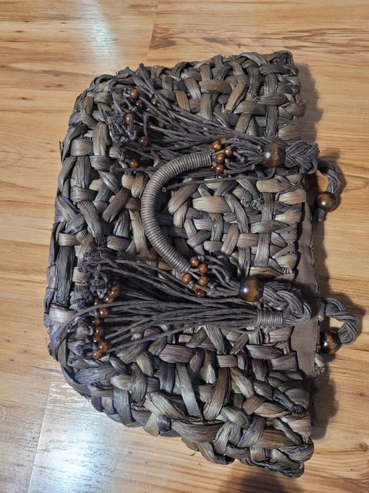 Koszyk/torebka pleciony brązowy