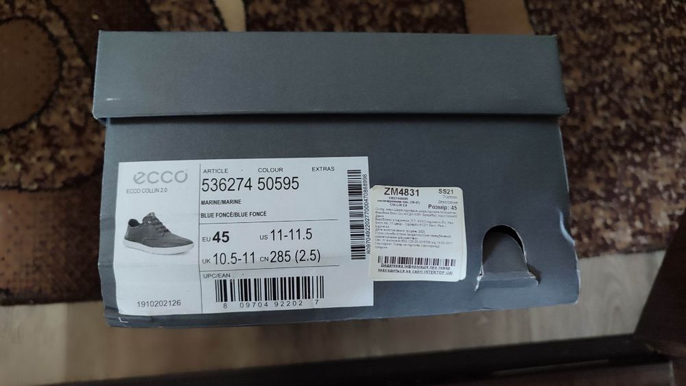 Ecco 45 кеди шкіряні мокасини сліпони туфлі кросівки взуття ессо
