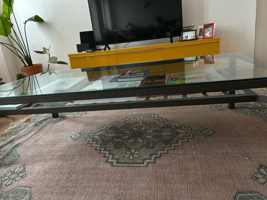 Mesa sala estar ferro e vidro