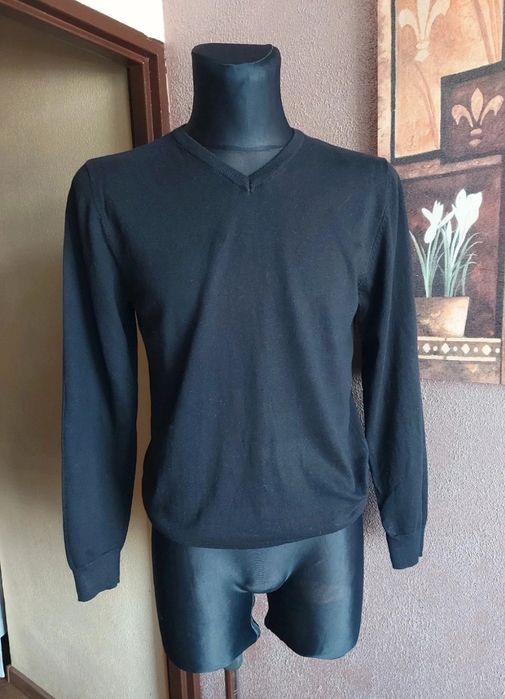 100% Bawełna Czarny sweter SMOG M męski z dekoltem V Klasyczny