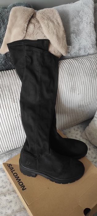 Buty kozaki wysokie muszkieterki tom tailor 41 zamszowe zamek