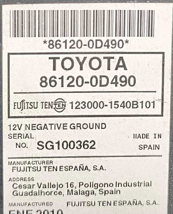 Rádio / Auto Rádio 86120-0D490 - TOYOTA YARIS