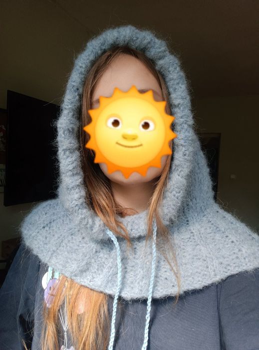 Kapturek, balaclava błękitna, alpaka wełna