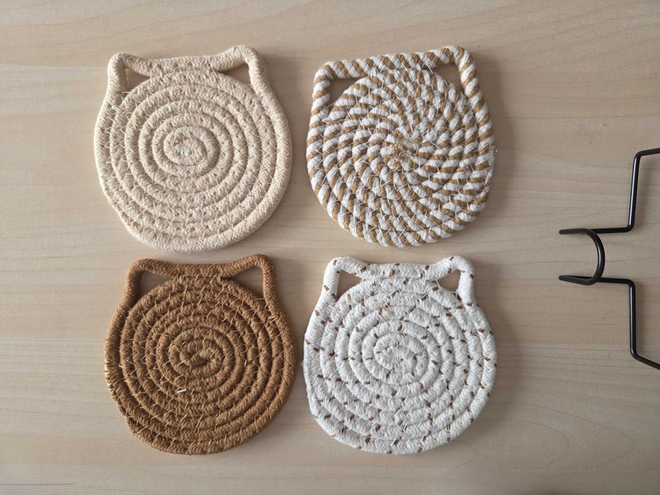 Bases para Copos em Corda com Suporte – Estilo Decorativo