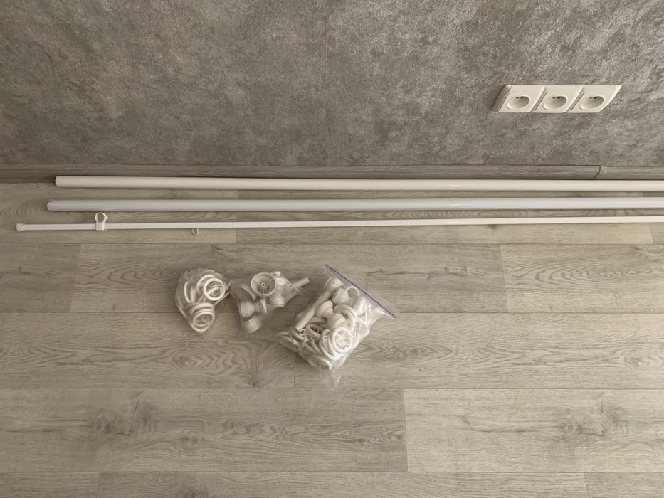 Карниз 3 метри металопластиковий стіновий білий одинарний та подвійний