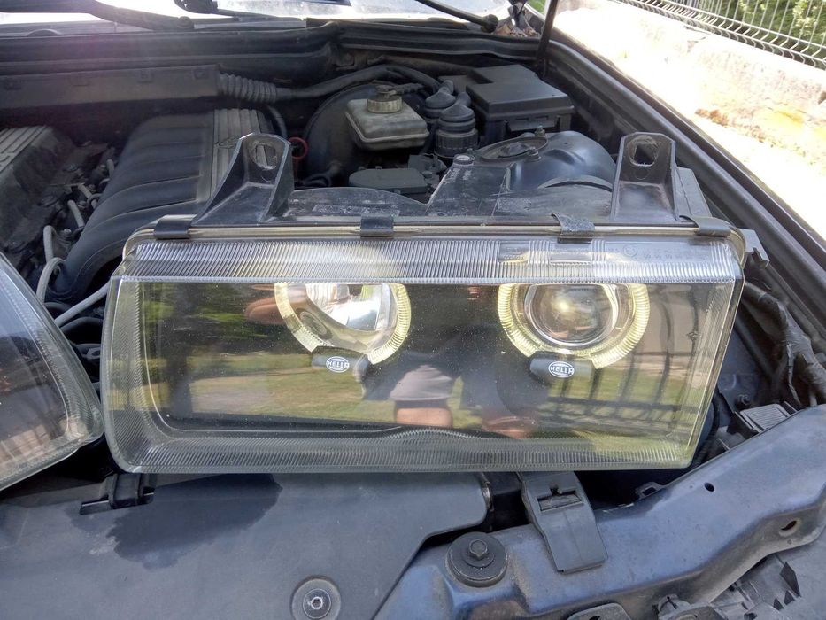 Lampy reflektory soczewki + ringi Hella Celis Black BMW E36 RARYTAS