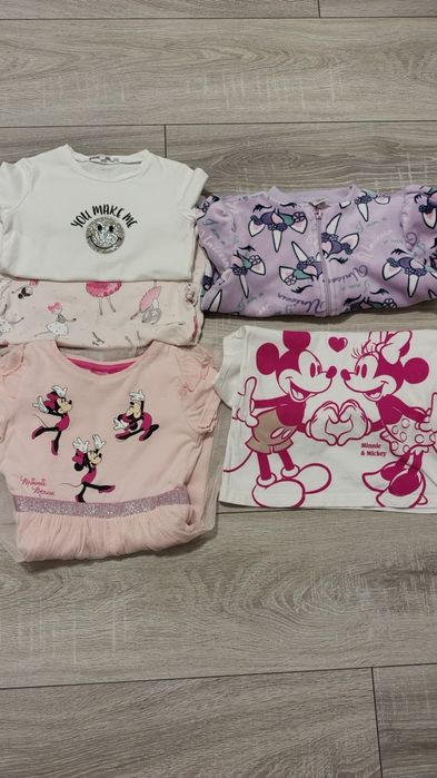 Zestaw ubranek dla dziewczynki 98 bluzki , bluza welurowa , sukienka