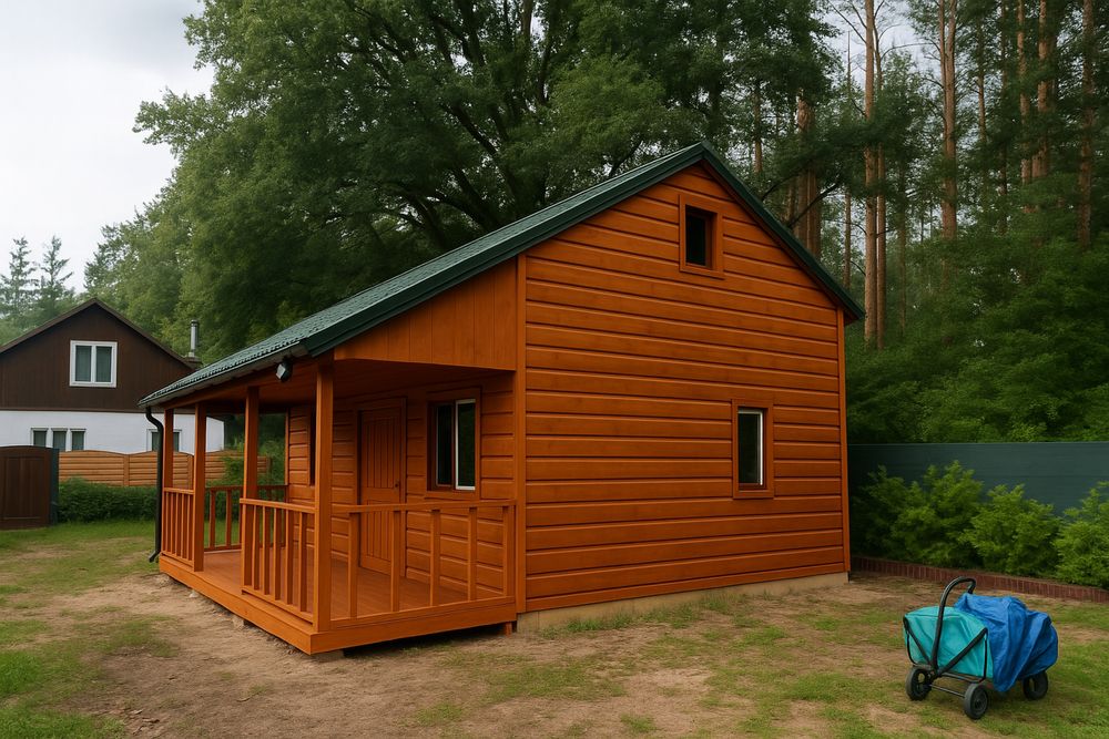 Domek szkieletowy 5x7m z tarasem 7x2mdrewniany 65m2