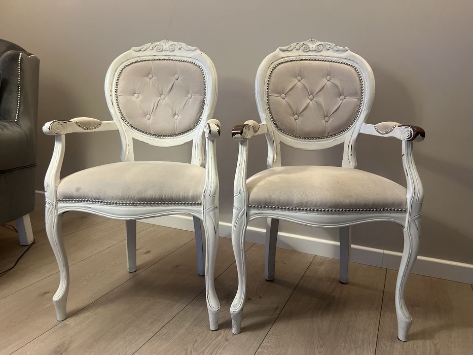 Fotel, tron, shabby chic, Ludwik