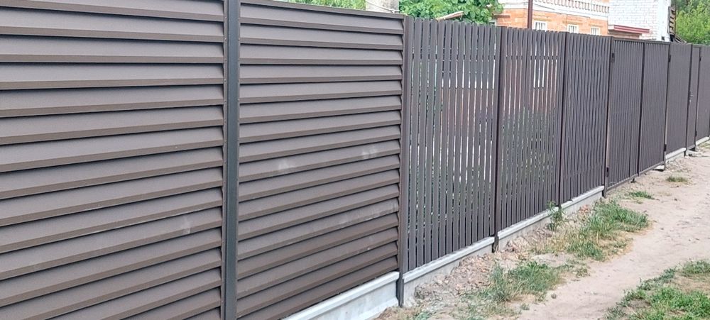 Забор из профнастила.Установка 400гр.Жалюзи.Штакет.Забор для сада.