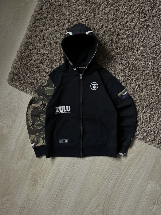 Худи AAPE by A Bathing Ape ZULU Zip Hoodie чёрное с камуфляжным