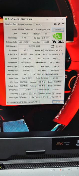 Игровой ноутбук Asus Rog Strix G513r ( Ryzen 7/ 16gb DDR 5/ RTX 3060 6Gb)