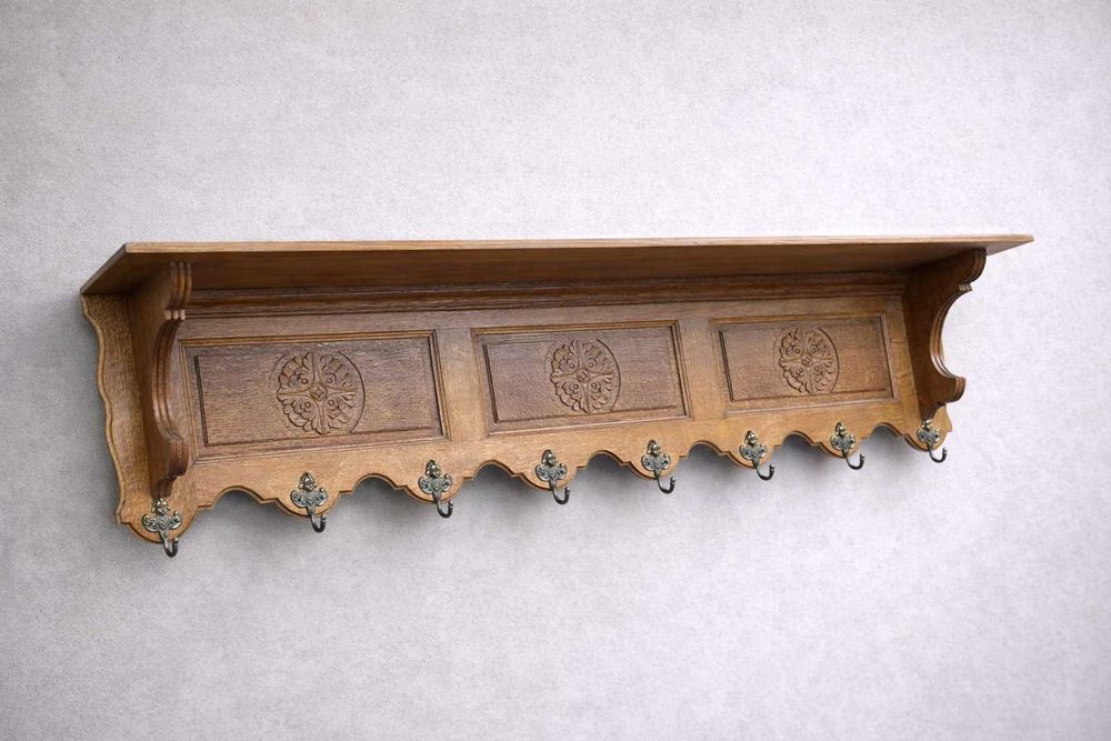 Drewniana półka ścienna z wieszakami #2280 Stylowy Węgrów