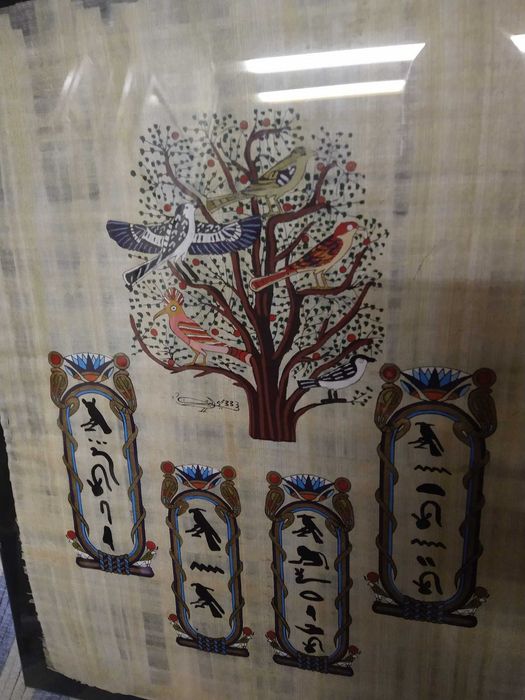 Quadro em vidro "Papiro Egípcio da Árvore da Vida e hieroglíficos" 40€