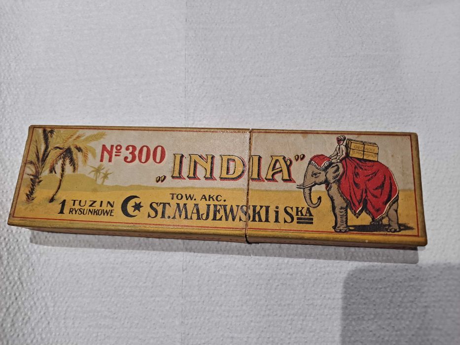 Kolekcjonerskie 100 letnie opakowanie po ołówkach St. Majewski INDIA.