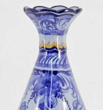 Grande Jarrão em Faiança de Alcobaça pintado à mão em azul e flores 45cm