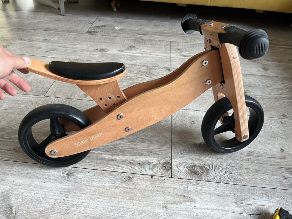 Rowerek biegowy drewniany milly mally 2w1 trójkołowy 12-36 miesięcy
