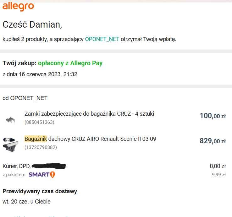 Bagażnik dachowy od RENAULT MEGANE SCENIC 2003