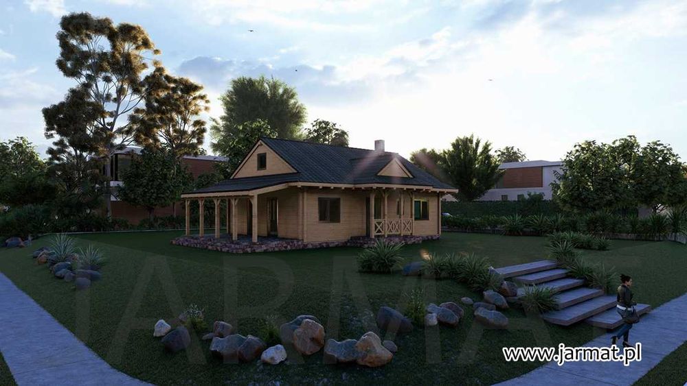 Dom drewniany Całoroczny Parterowy D58 Bale Klejone 70m2 Zawoja dw 7