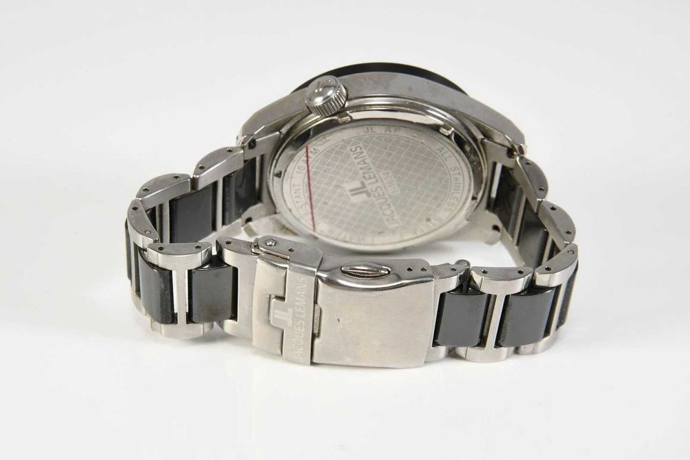 Jacques Lemans 1-1634 biała tarcza Duotime Date zegarek męski Multifunction