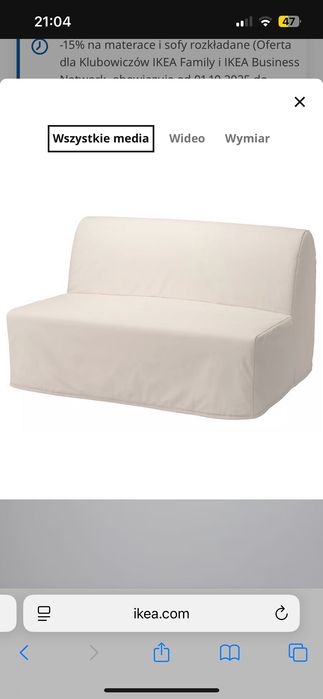 LYCKSELE LÖVÅS
Sofa 2-osobowa, rozkładana, Ransta naturalny