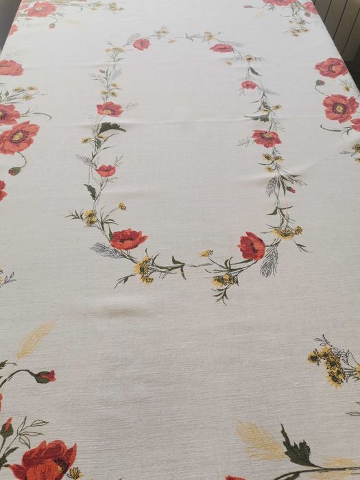 Obrus lniany Maki Polne - PRL