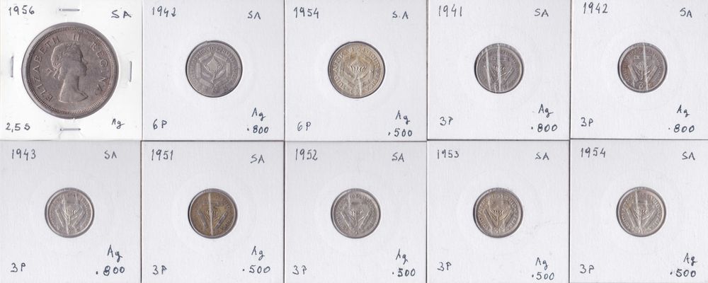 10 moedas prata África do Sul