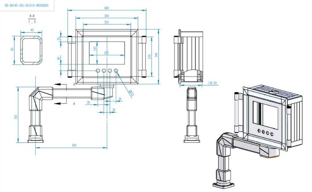 Obudowa aluminiowa panelu HMI 10 cal przemysłowa z ramionem