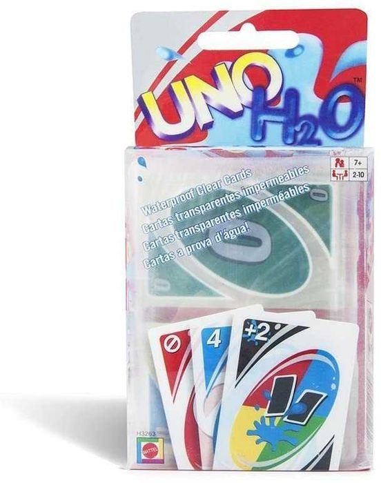 Cartas Uno H2O transparentes e impermeáveis