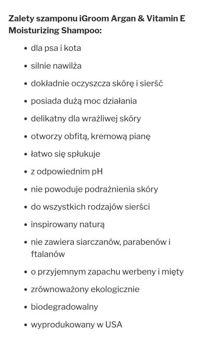 Szampon dla psa Igroom Argan Vitamin E