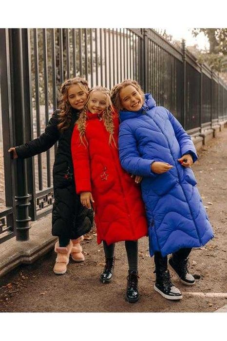 Синий пуховик зимнее пальто длинная куртка Барбарис