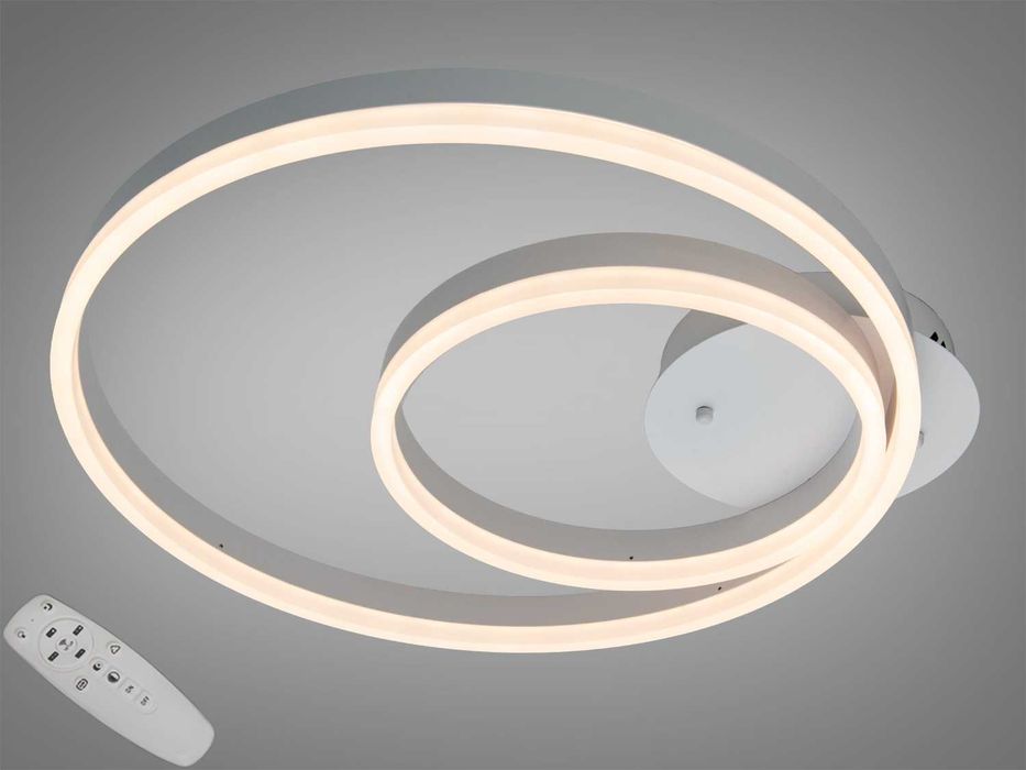 Стельова LED люстра біла 58W два кільця димер
