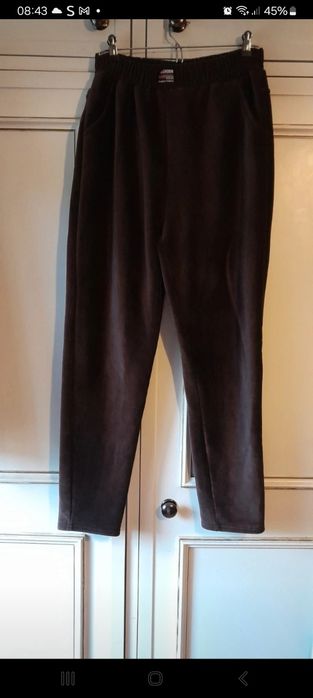 Calças de bombazine polares com bolsos e elastico na cintura