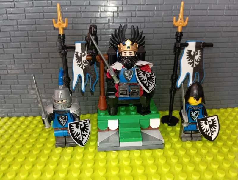 Tron Królewski Frakcji Black Falcons +3 Figurki klocki kompatybilne z LEGO Castle rycerze dworu i król średniowiecznej armii