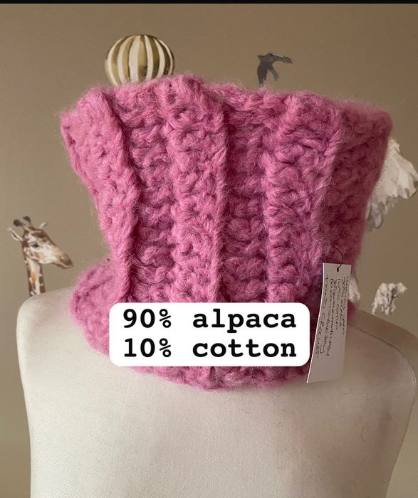 Likiowy szal typu komin nowy z metką handmade alpaka pomysł na prezent