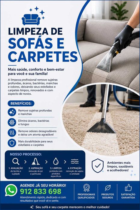 Limpeza a seco do sofa e carpetes