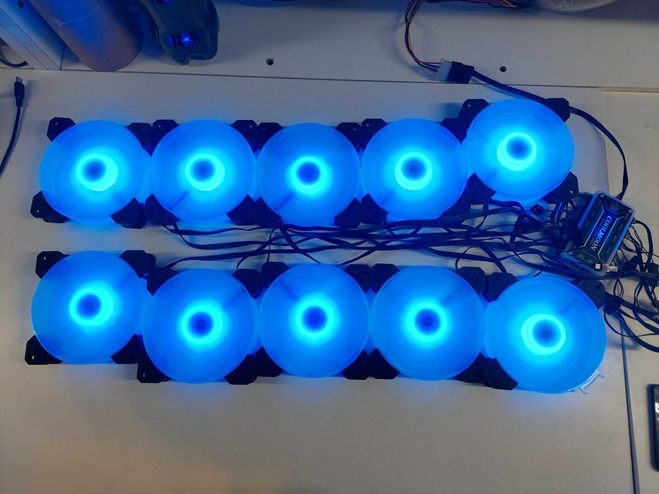Wentylatory komputerowe 120x120mm ARGB 10szt+kontroler z pilotem
