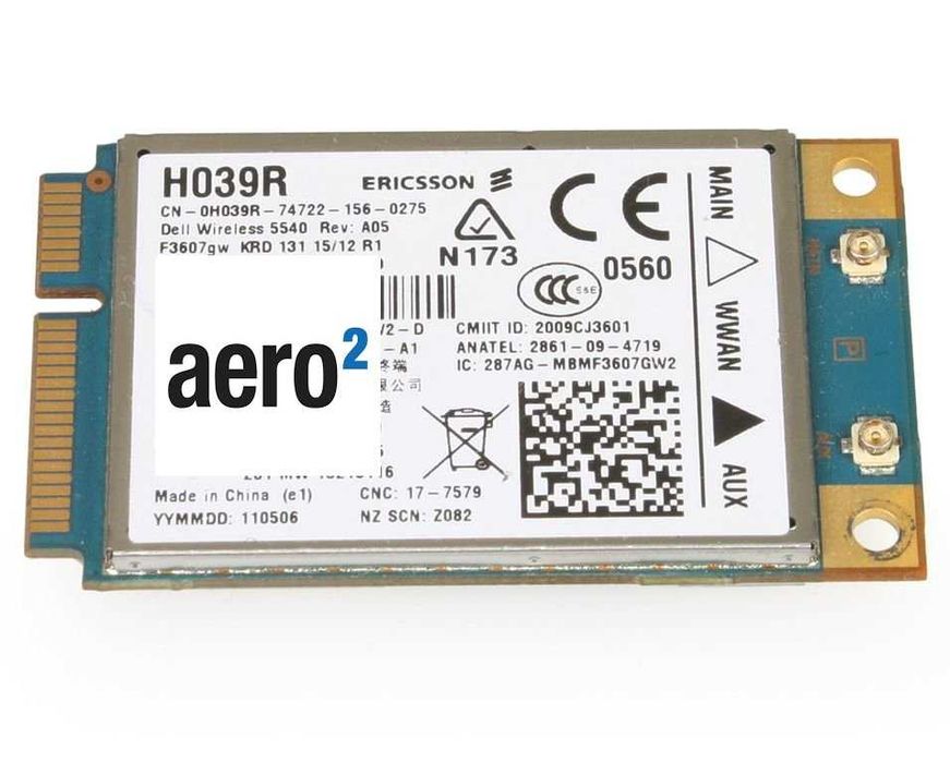 Bezprzewodowy Modem GSM DELL 5540 Ericsson 3G WWAN HSDPA+ A-GPS Aero2