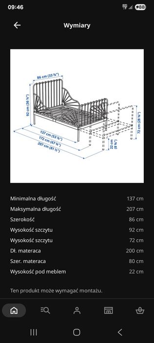 Łóżko dzieciece regulowane ikea z materacem
